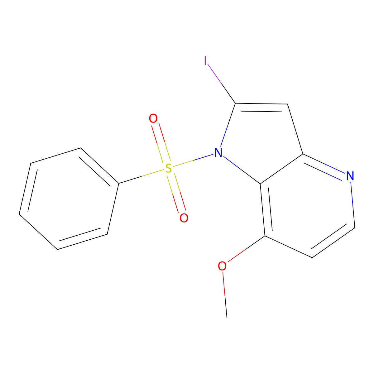 1-(Phenylsulfonyl)-2-iodo-7-methoxy-4-azaindole molecular structure, CAS 1260383-19-4