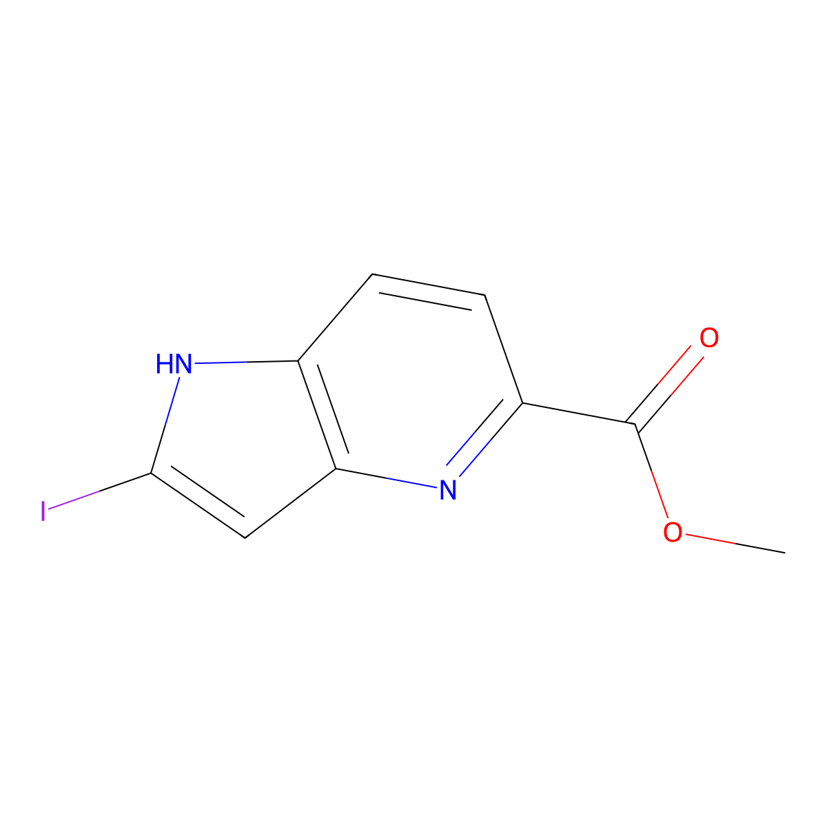 Methyl 2-iodo-1H-pyrrolo[3,2-b]pyridine-5-carboxylate molecular structure, CAS 1260383-37-6