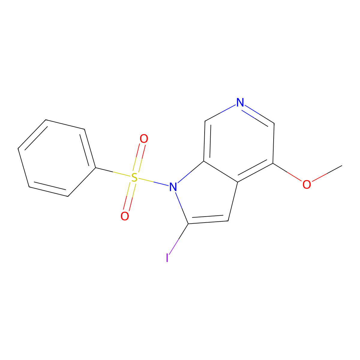1-(Phenylsulfonyl)-2-iodo-4-methoxy-6-azaindole molecular structure, CAS 1260383-41-2