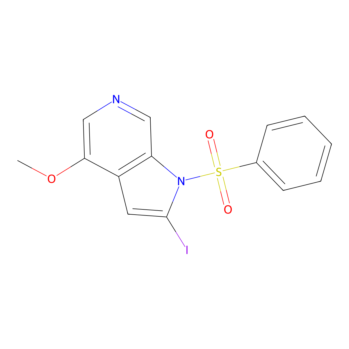 1-(Phenylsulfonyl)-2-iodo-4-methoxy-6-azaindole molecular structure, CAS 1260383-41-2