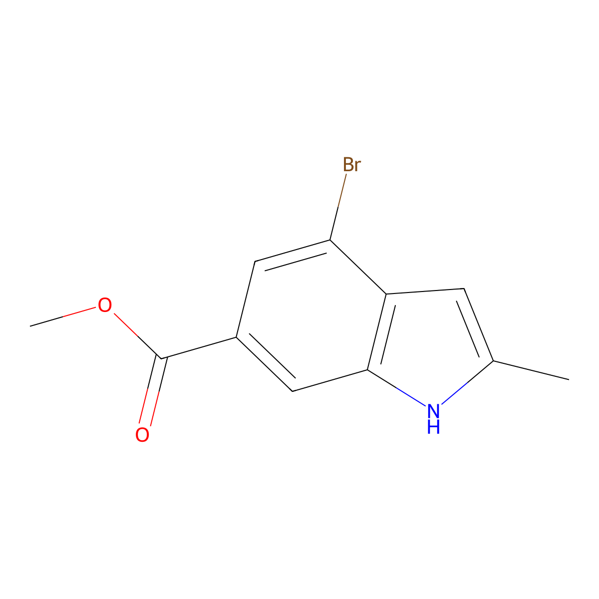 Methyl 4-bromo-2-methyl-1H-indole-6-carboxylate molecular structure, CAS 1260383-49-0