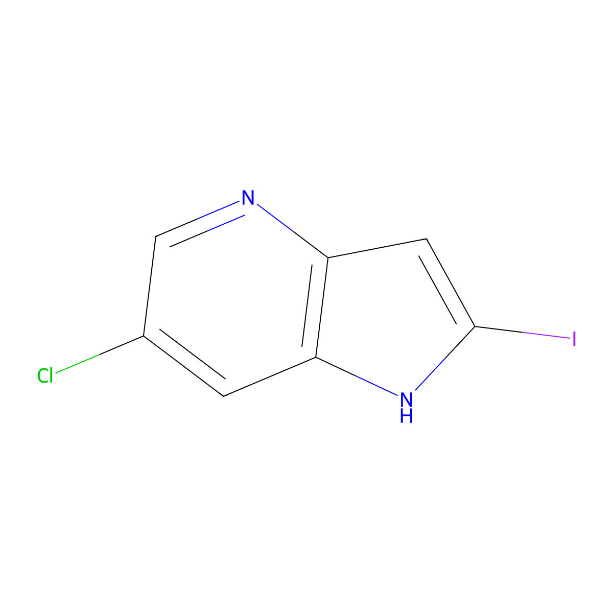 6-chloro-2-iodo-1H-pyrrolo[3,2-b]pyridine molecular structure, CAS 1260383-53-6