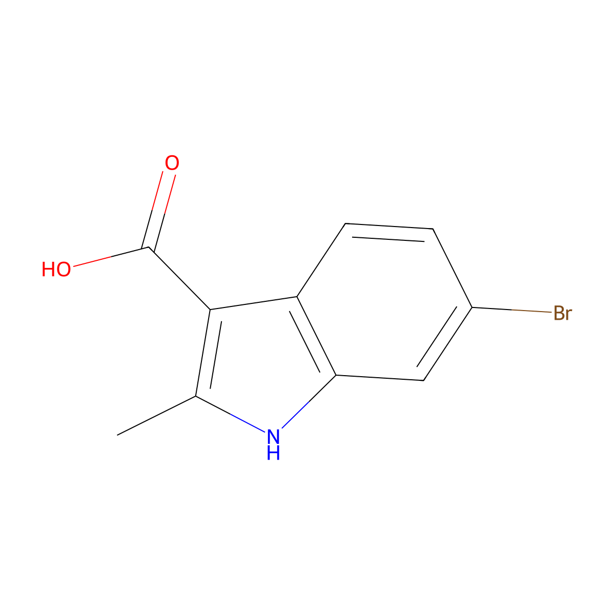6-bromo-2-methyl-1H-indole-3-carboxylic acid molecular structure, CAS 1260383-60-5