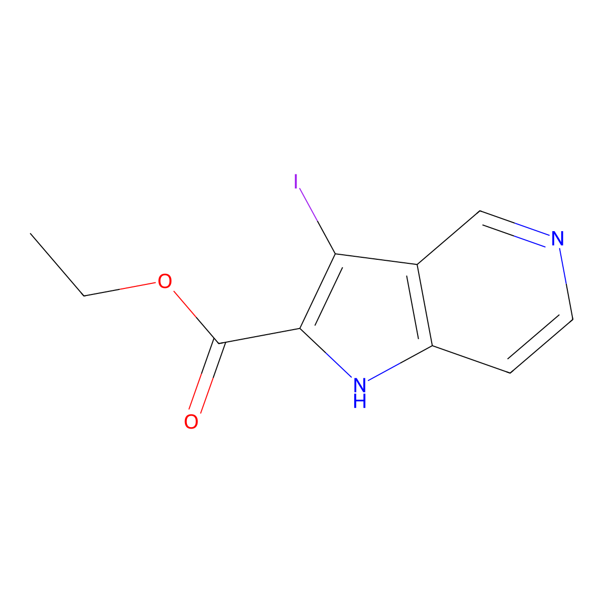 Ethyl 3-iodo-1H-pyrrolo[3,2-c]pyridine-2-carboxylate molecular structure, CAS 1260383-69-4
