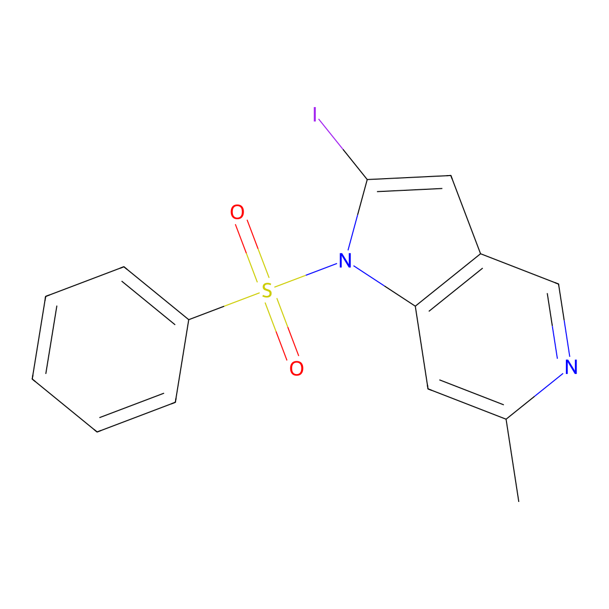 1-(Phenylsulfonyl)-2-iodo-6-methyl-5-azaindole molecular structure, CAS 1260383-86-5