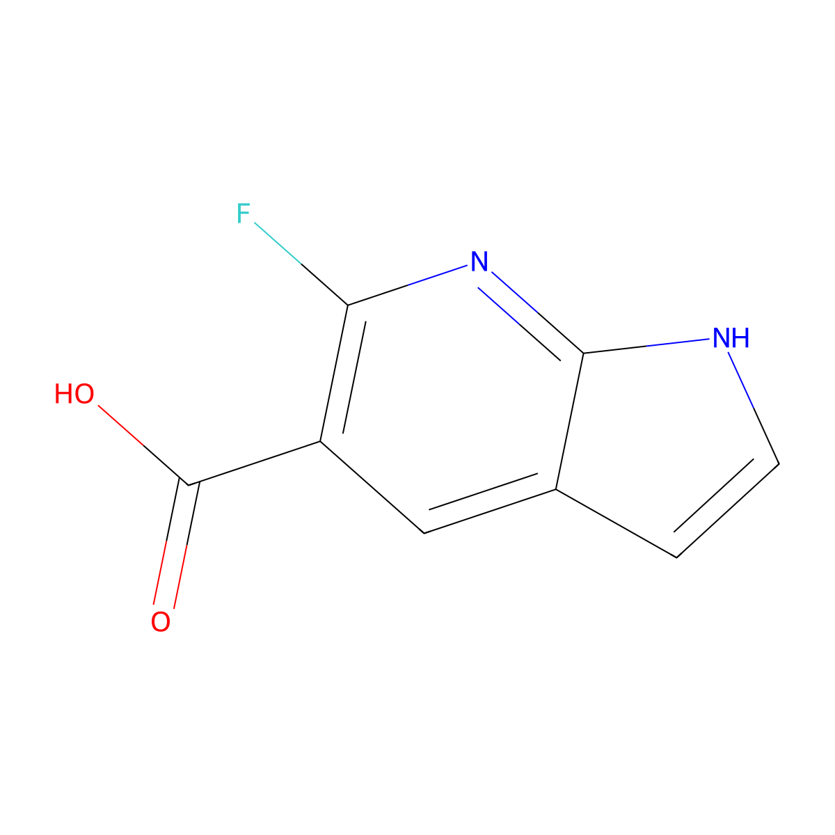 6-fluoro-1H-pyrrolo[2,3-b]pyridine-5-carboxylic acid molecular structure, CAS 1260383-90-1