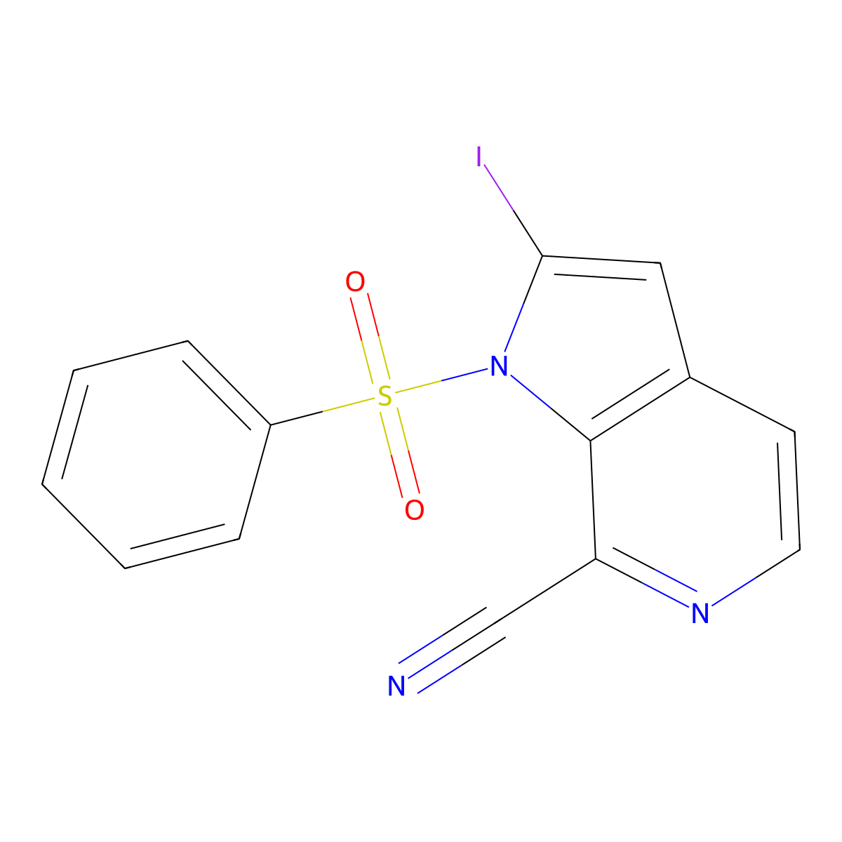 1-(Phenylsulfonyl)-7-cyano-2-iodo-6-azaindole molecular structure, CAS 1260383-94-5
