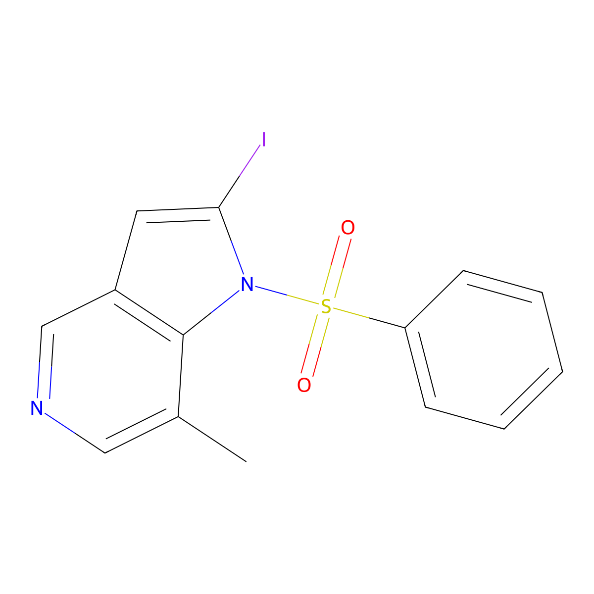 1-(Phenylsulfonyl)-2-iodo-7-methyl-5-azaindole molecular structure, CAS 1260383-97-8