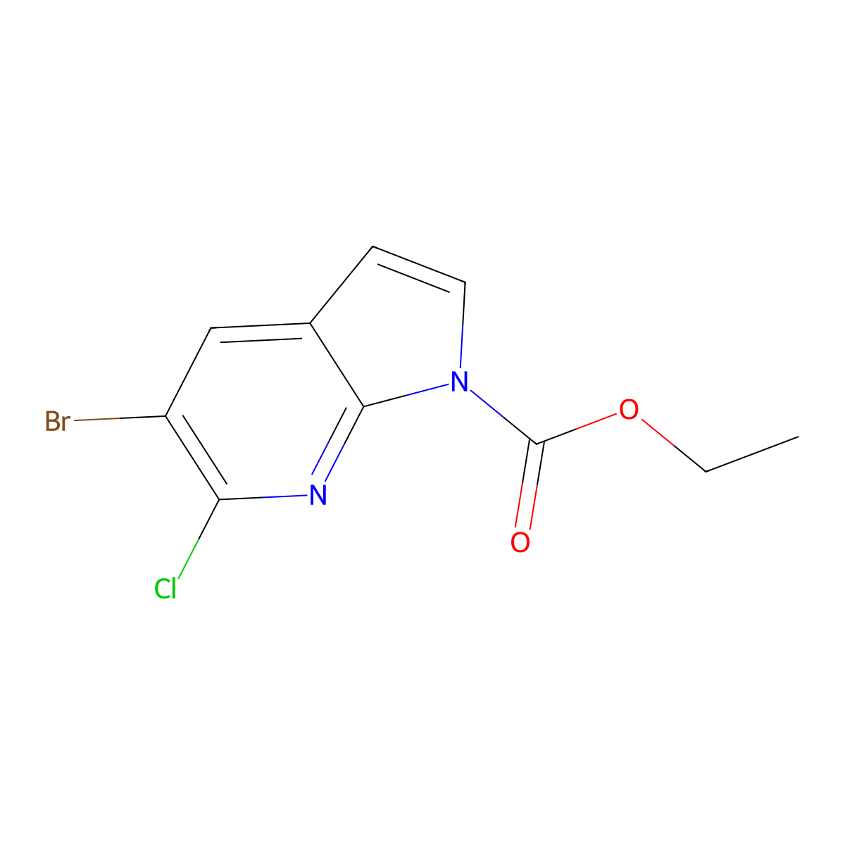 5-Bromo-6-chloro-1-ethoxycarbonyl-7-azaindole molecular structure, CAS 1260383-98-9