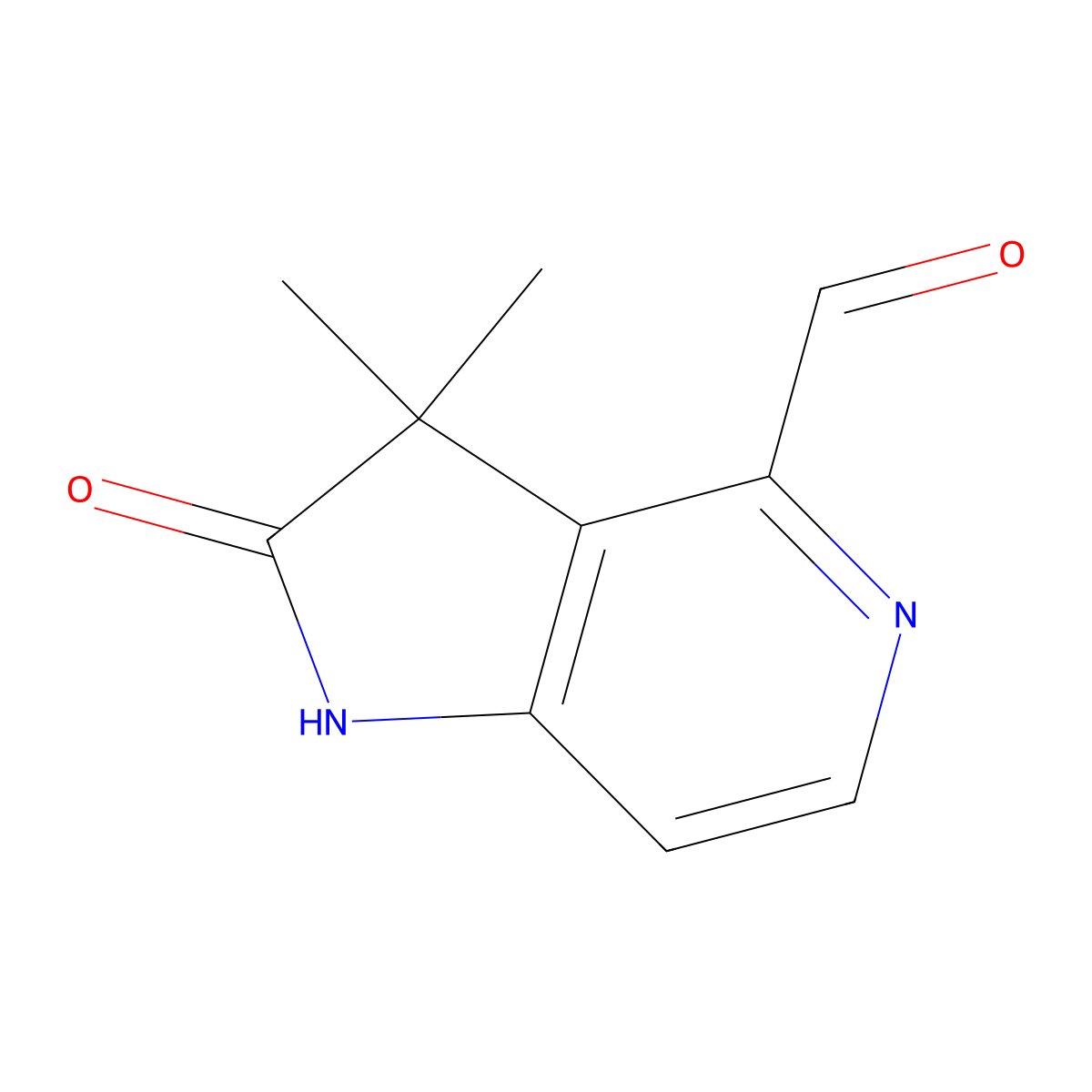3,3-Dimethyl-2-oxo-2,3-dihydro-1H-pyrrolo[3,2-c]pyridine-4-carbaldehyde molecular structure, CAS 1260384-02-8
