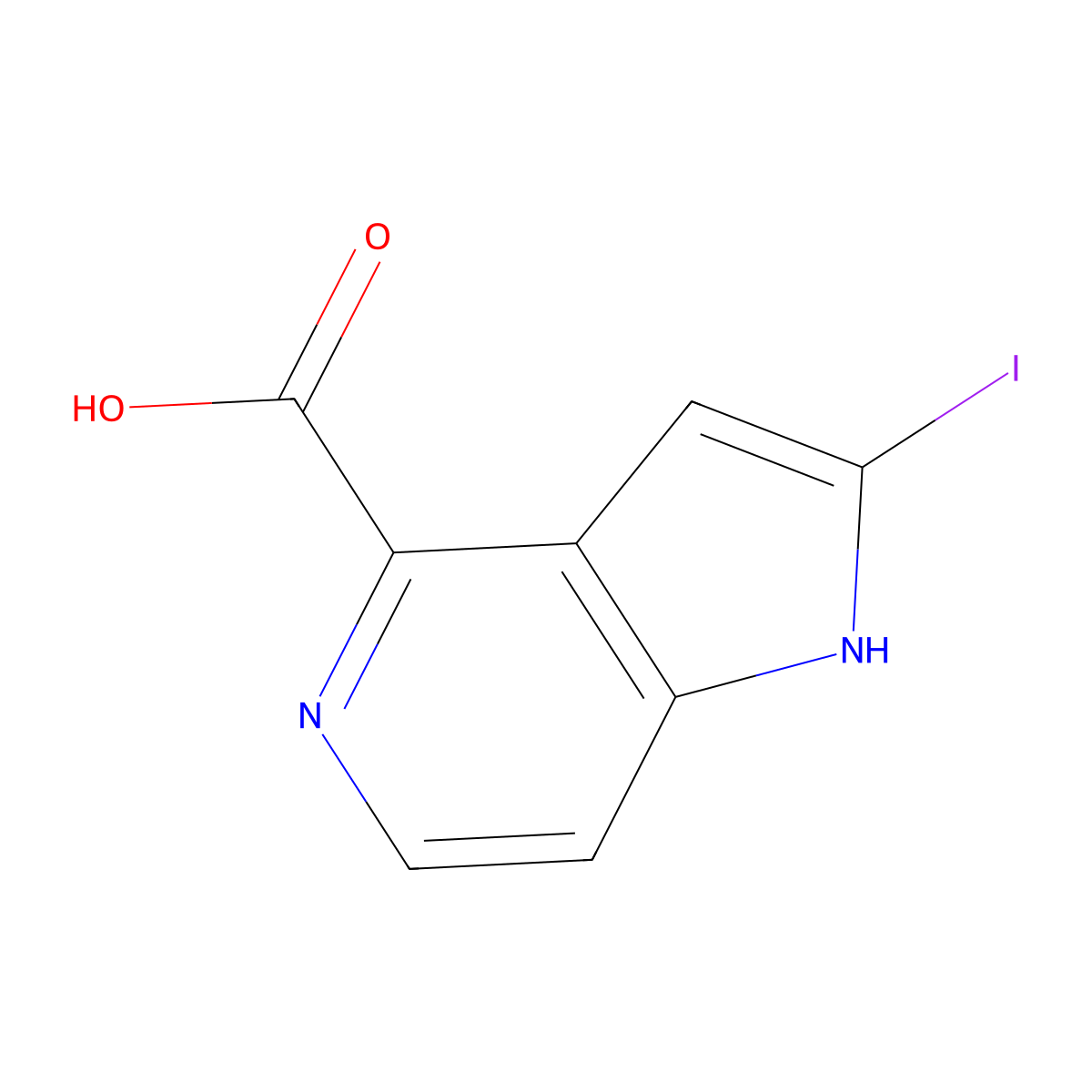 2-Iodo-1H-pyrrolo[3,2-c]pyridine-4-carboxylic acid molecular structure, CAS 1260384-11-9