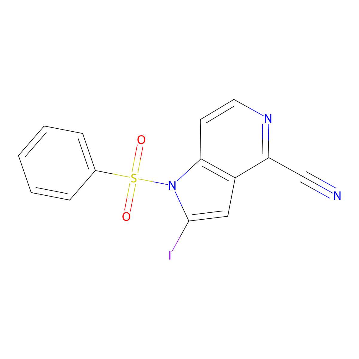 1-(Phenylsulfonyl)-4-cyano-2-iodo-5-azaindole molecular structure, CAS 1260384-23-3