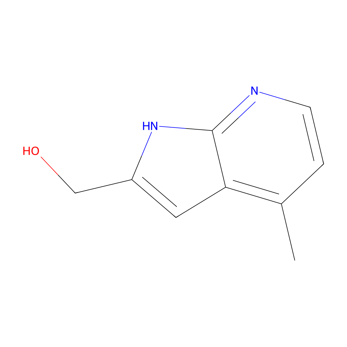 (4-Methyl-1H-pyrrolo[2,3-b]pyridin-2-yl)methanol molecular structure, CAS 1260384-32-4