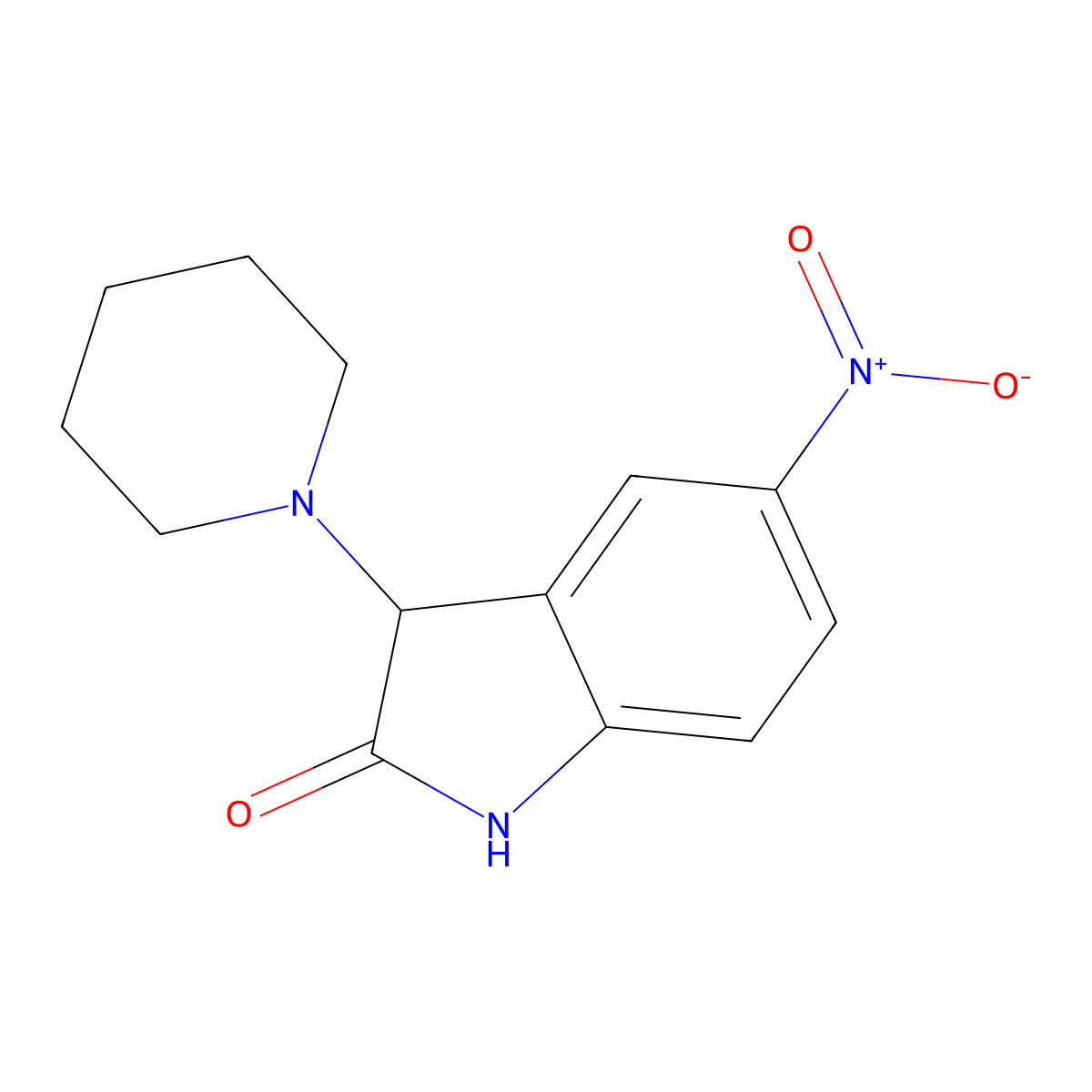 3-(1-Piperidinyl)-5-nitro-2-oxindole molecular structure, CAS 1260384-48-2