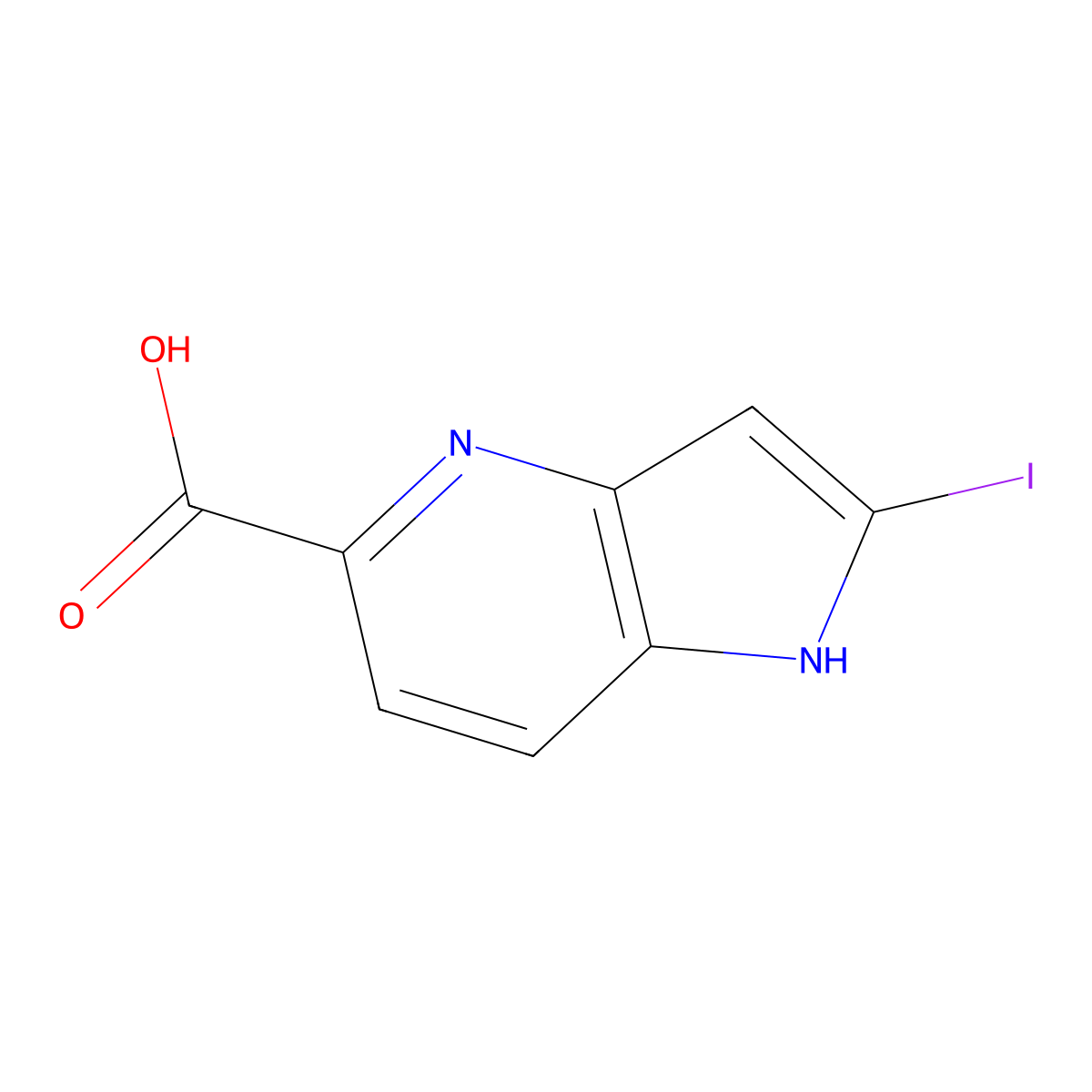 2-Iodo-1H-pyrrolo[3,2-b]pyridine-5-carboxylic acid molecular structure, CAS 1260384-51-7