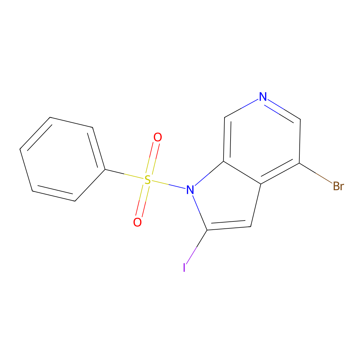 1-(Phenylsulfonyl)-4-bromo-2-iodo-6-azaindole molecular structure, CAS 1260384-53-9