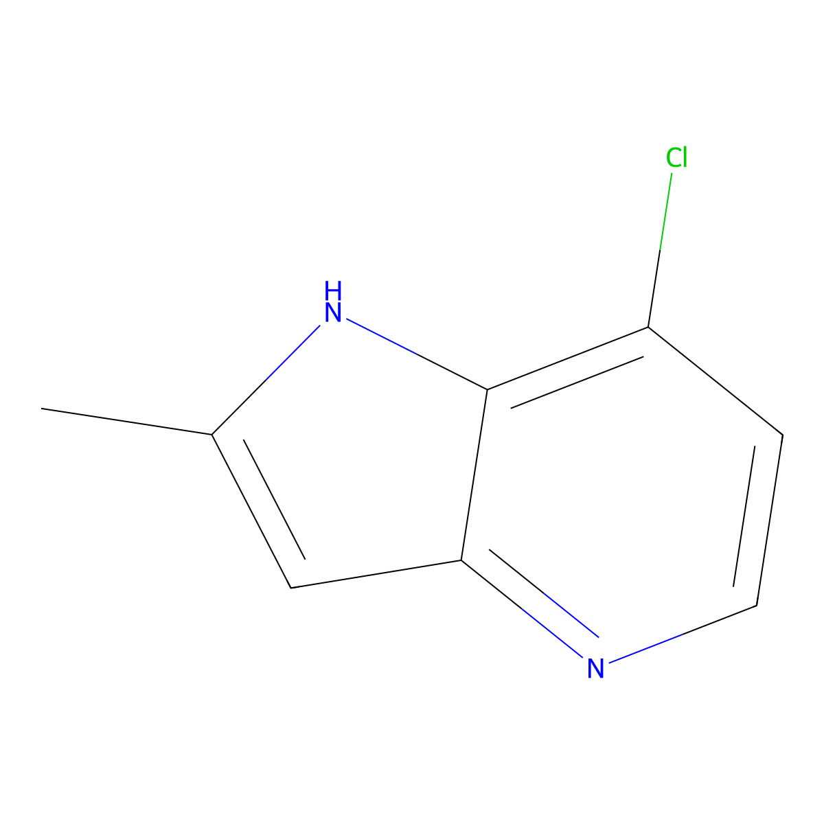 7-chloro-2-methyl-1H-pyrrolo[3,2-b]pyridine molecular structure, CAS 1260384-60-8