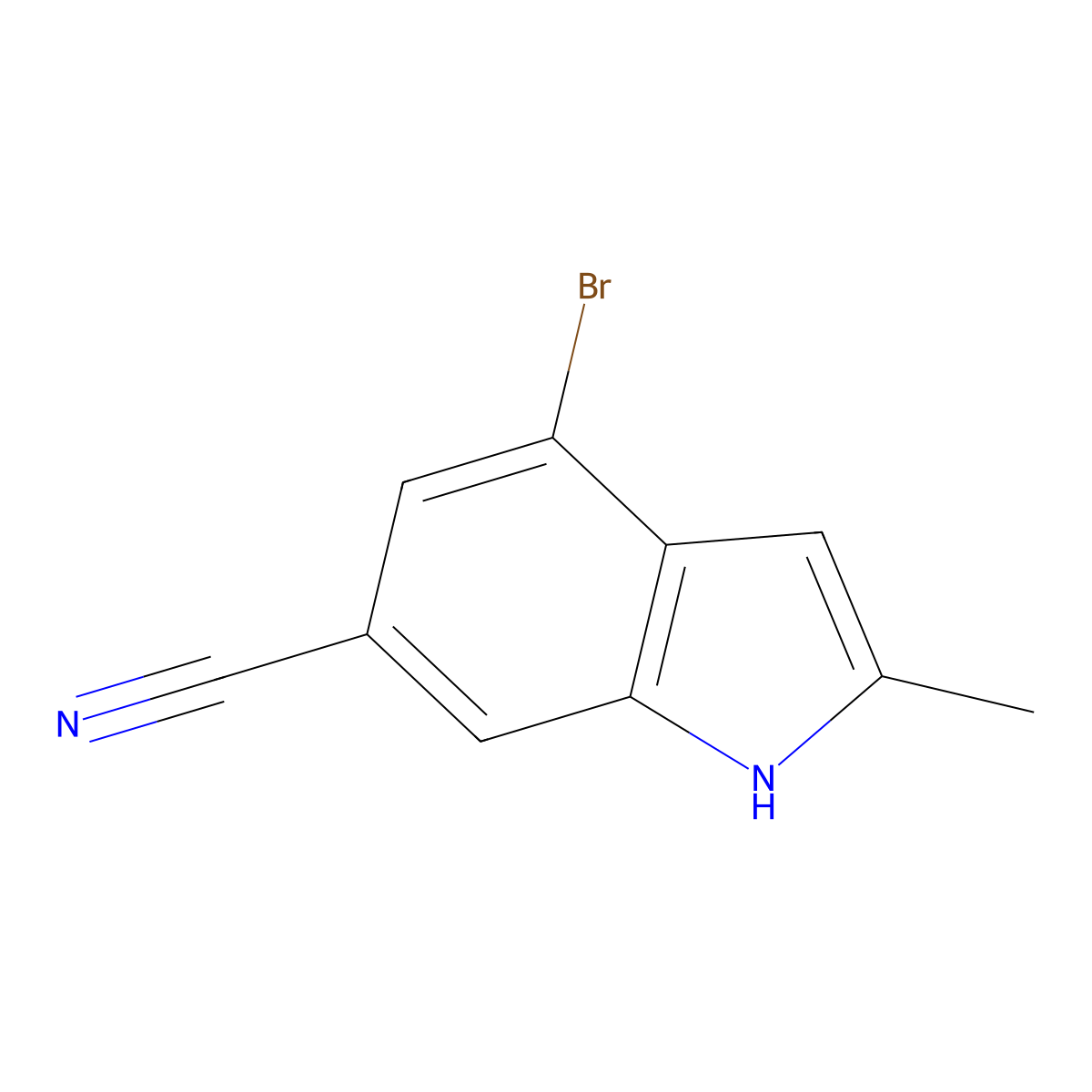 4-bromo-2-methyl-1H-indole-6-carbonitrile molecular structure, CAS 1260384-96-0