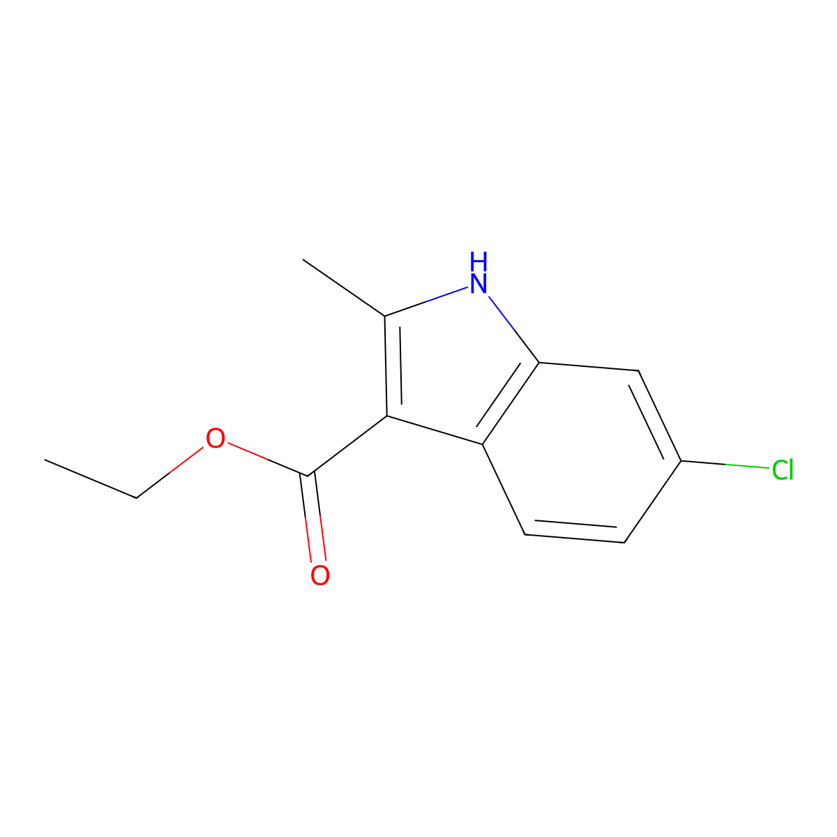 ethyl 6-chloro-2-methyl-1H-indole-3-carboxylate molecular structure, CAS 1260385-07-6