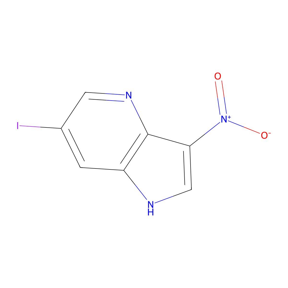 6-Iodo-3-nitro-1H-pyrrolo[3,2-b]pyridine molecular structure, CAS 1260385-30-5