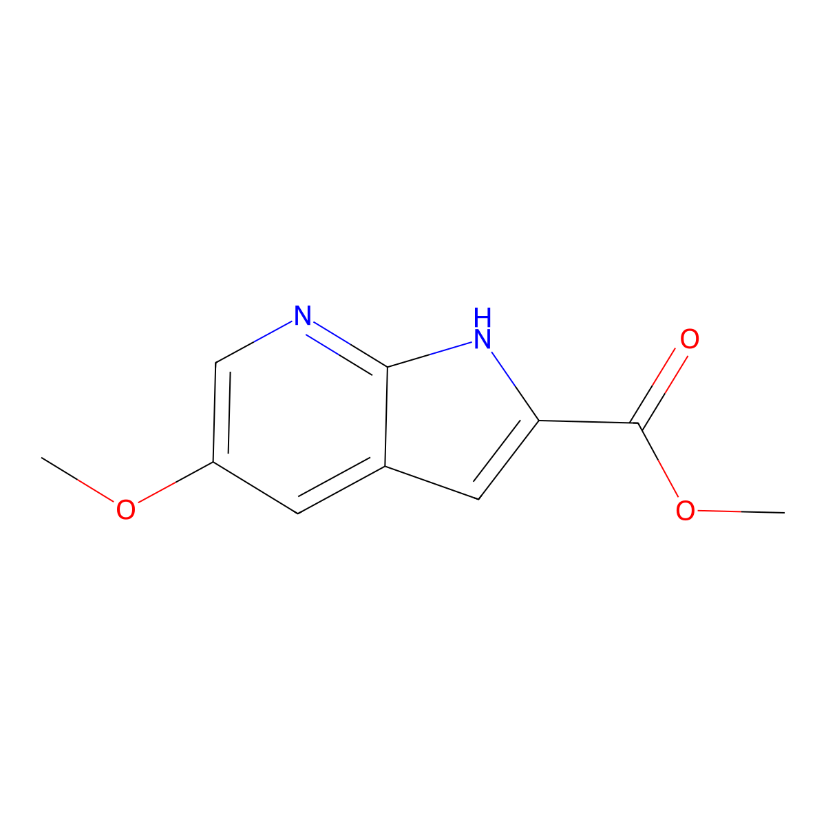 Methyl 5-methoxy-1h-pyrrolo[2,3-b]pyridine-2-carboxylate molecular structure, CAS 1260385-39-4