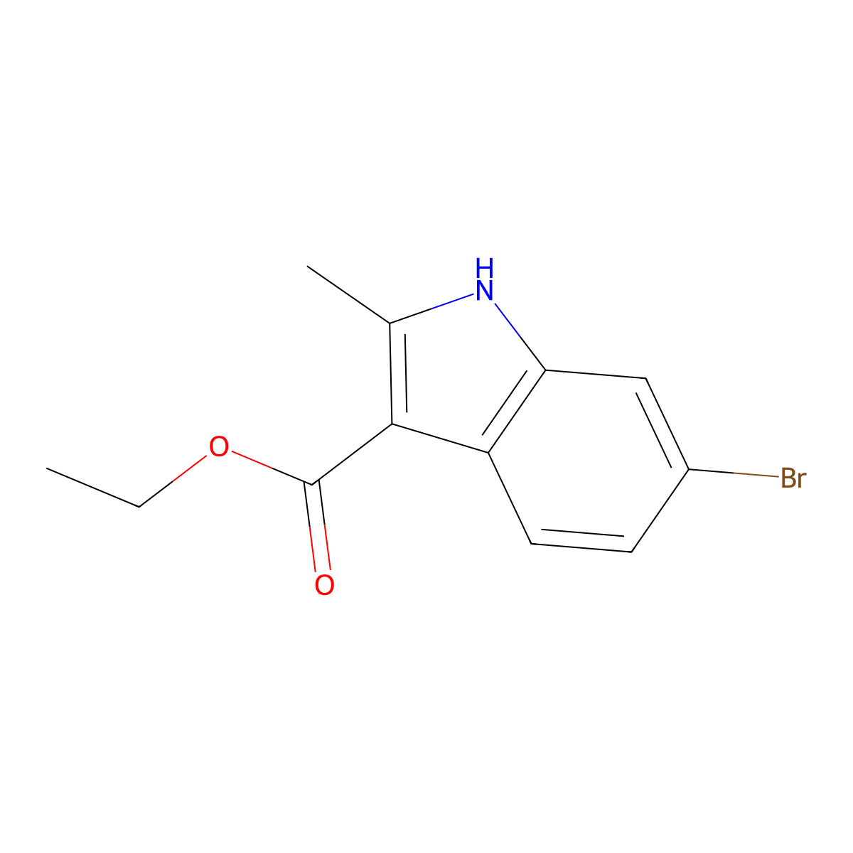 Ethyl 6-bromo-2-methyl-1H-indole-3-carboxylate molecular structure, CAS 1260385-41-8