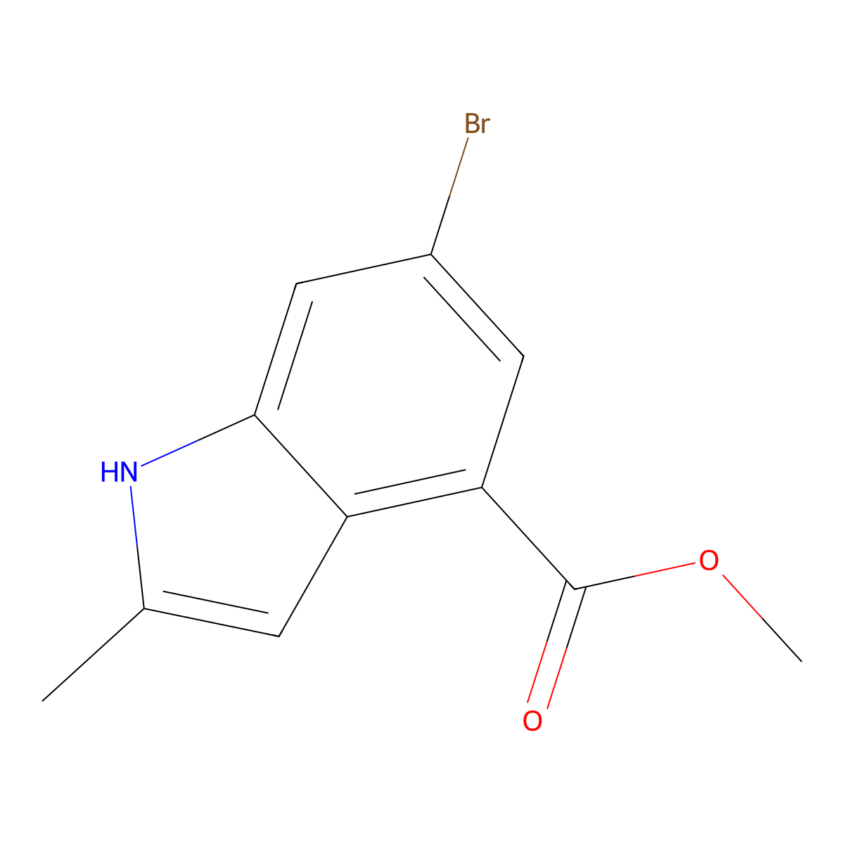 6-Bromo-2-methyl-1H-indole-4-carboxylic acid methyl ester molecular structure, CAS 1260385-53-2