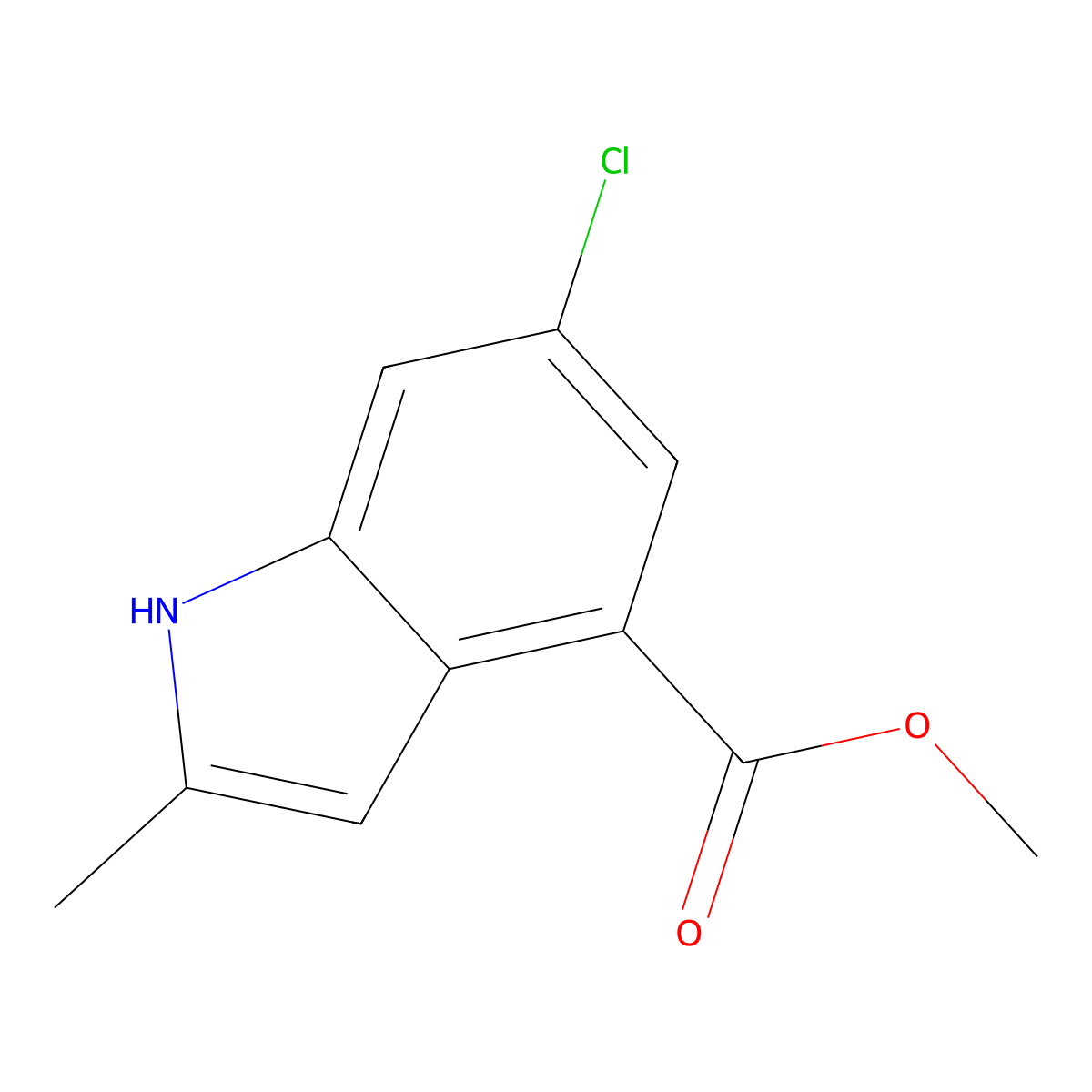 methyl 6-chloro-2-methyl-1H-indole-4-carboxylate molecular structure, CAS 1260385-54-3