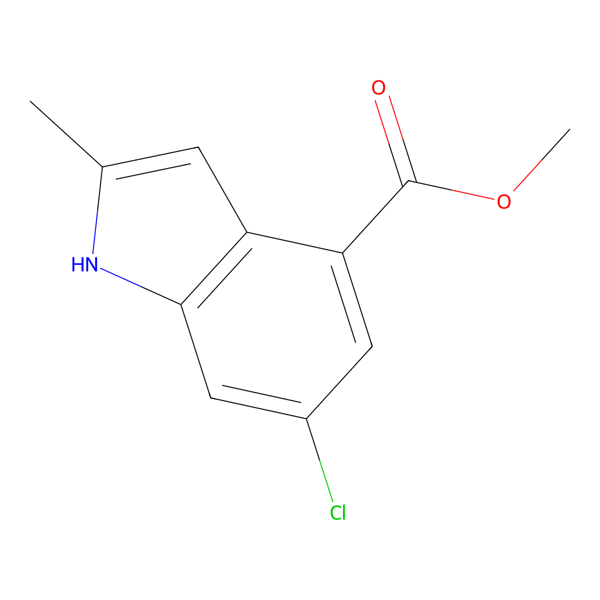methyl 6-chloro-2-methyl-1H-indole-4-carboxylate molecular structure, CAS 1260385-54-3