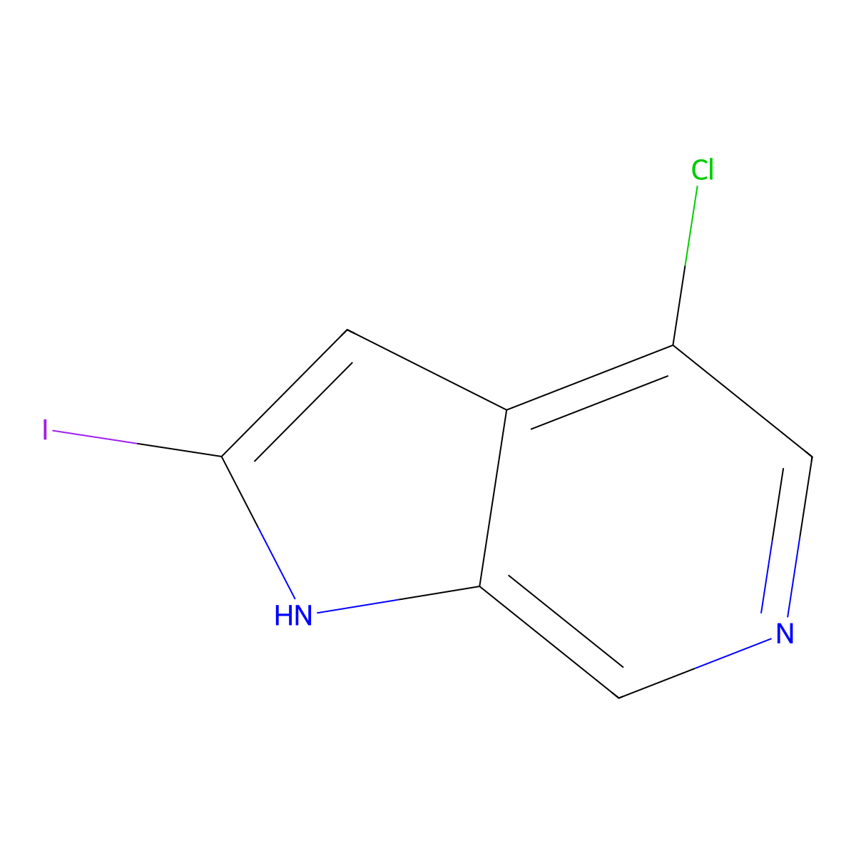 4-chloro-2-iodo-1H-pyrrolo[2,3-c]pyridine molecular structure, CAS 1260385-58-7
