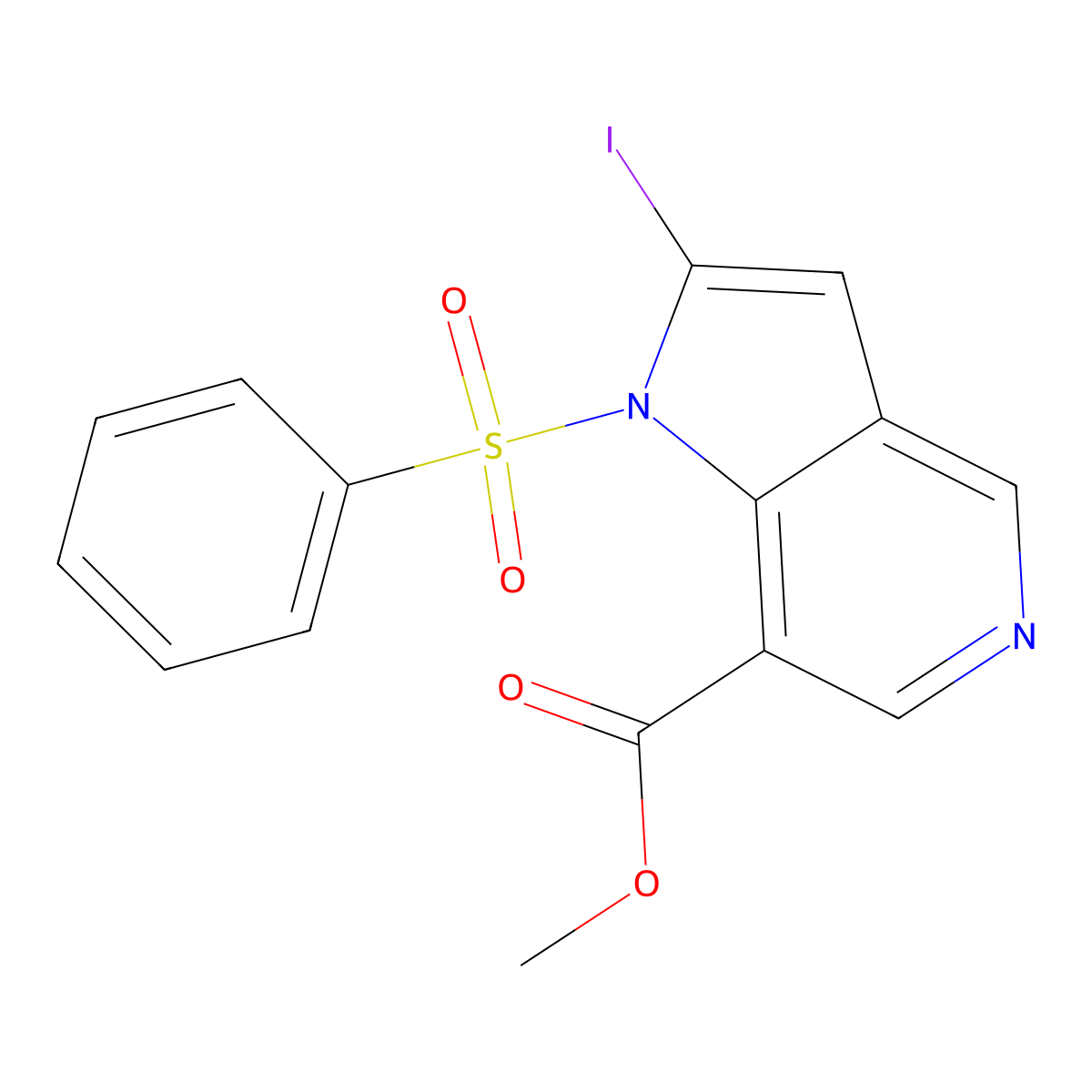 1-(Phenylsulfonyl)-2-iodo-5-azaindole-7-carboxylic acid methyl ester molecular structure, CAS 1260385-61-2