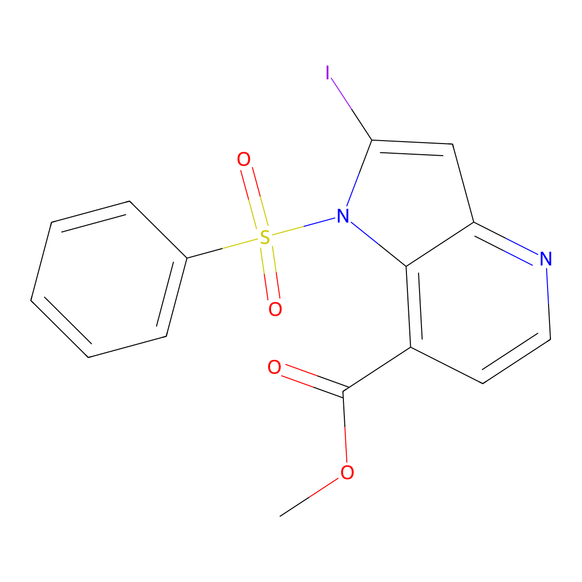 1-(Phenylsulfonyl)-2-iodo-4-azaindole-7-carboxylic acid methyl ester molecular structure, CAS 1260385-75-8