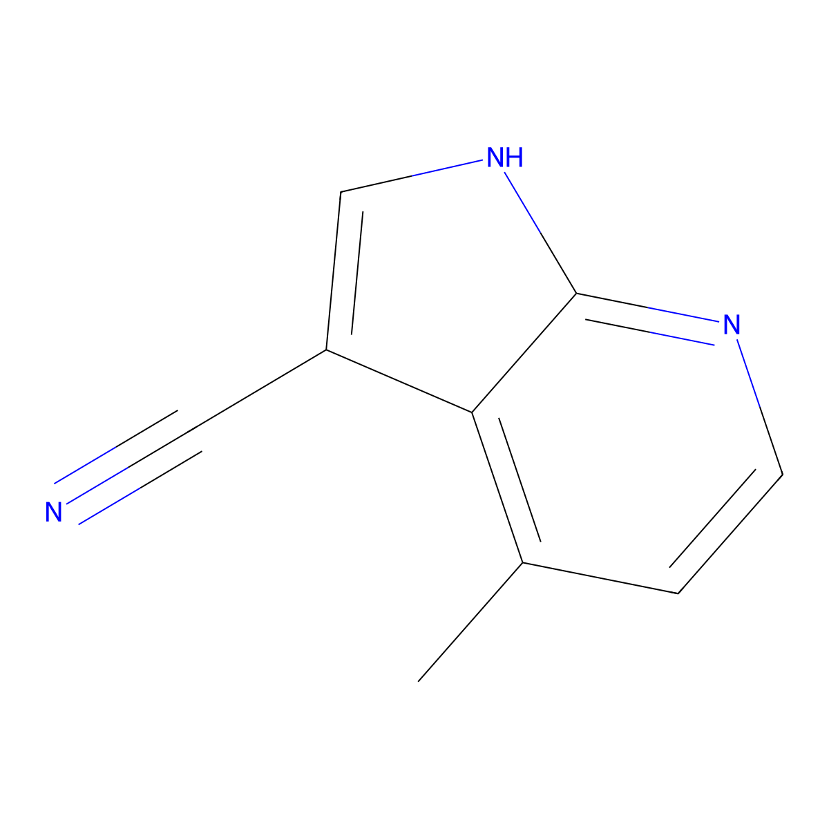 4-methyl-1H-pyrrolo[2,3-b]pyridine-3-carbonitrile molecular structure, CAS 1260385-78-1