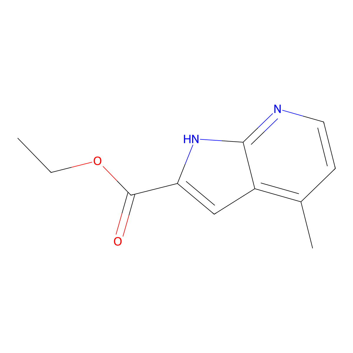 Ethyl 4-methyl-1H-pyrrolo[2,3-b]pyridine-2-carboxylate molecular structure, CAS 1260385-79-2