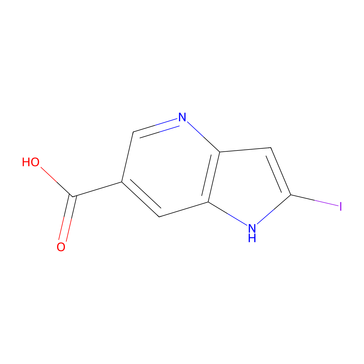 2-Iodo-1H-pyrrolo[3,2-b]pyridine-6-carboxylic acid molecular structure, CAS 1260385-80-5