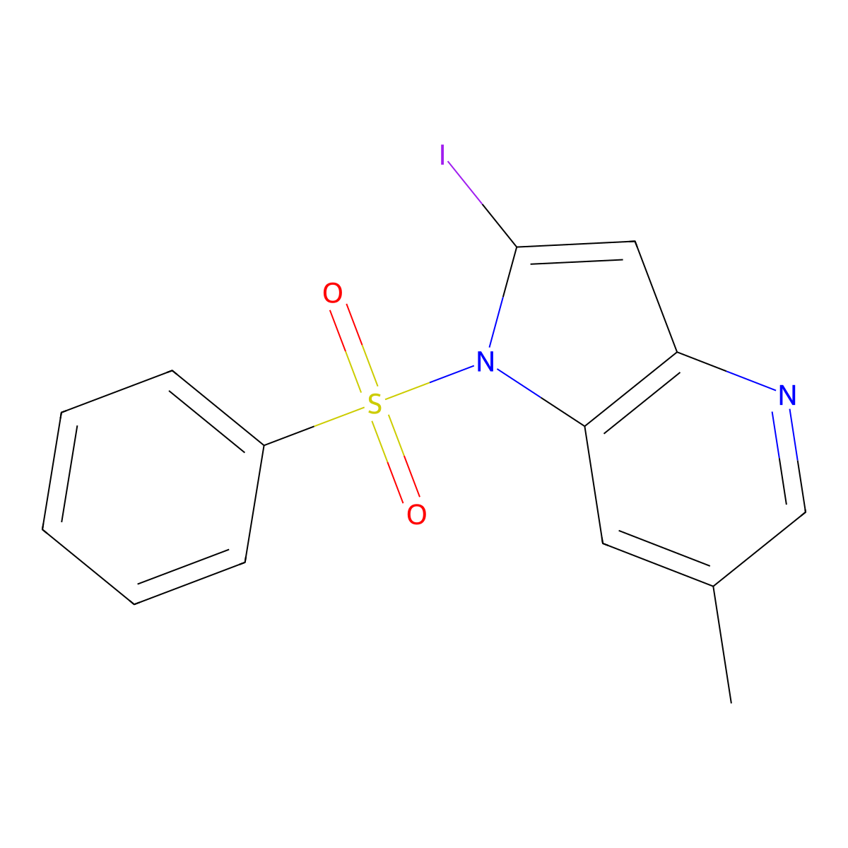 1-(Phenylsulfonyl)-2-iodo-6-methyl-4-azaindole molecular structure, CAS 1260385-90-7