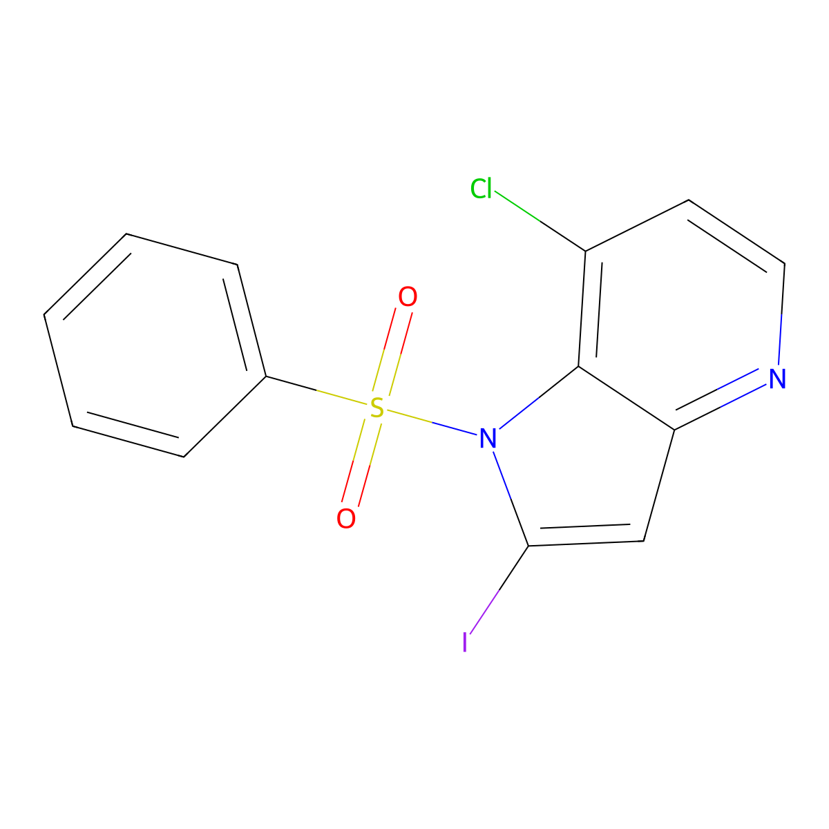 1-(Benzenesulfonyl)-7-chloro-2-iodo-1H-pyrrolo[3,2-b]pyridine molecular structure, CAS 1260385-95-2