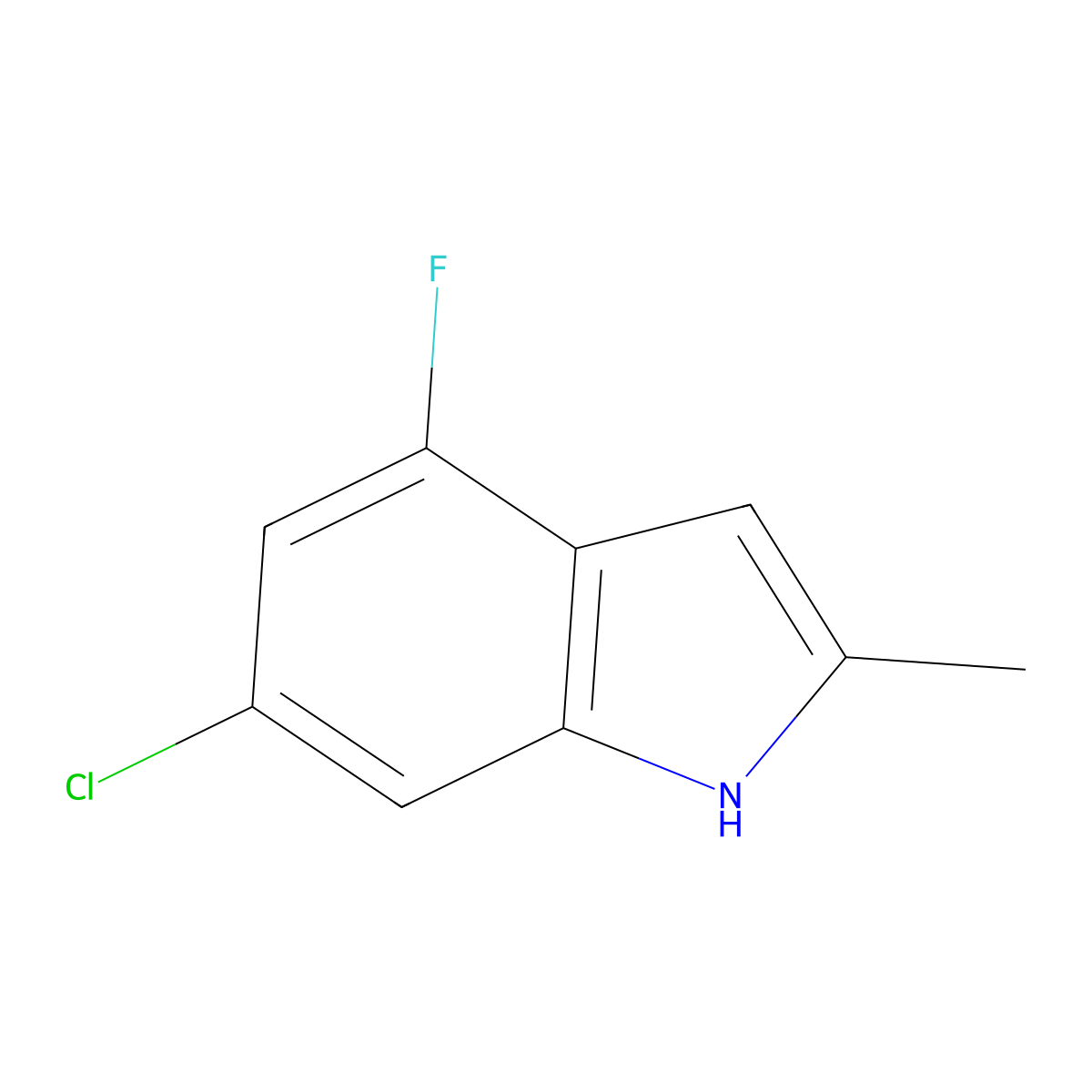 6-Chloro-4-fluoro-2-methyl-1H-indole molecular structure, CAS 1260385-98-5