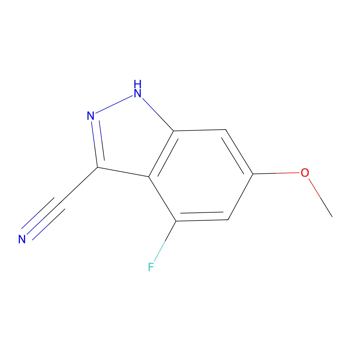 4-Fluoro-6-methoxy-1H-indazole-3-carbonitrile molecular structure, CAS 1260386-10-4
