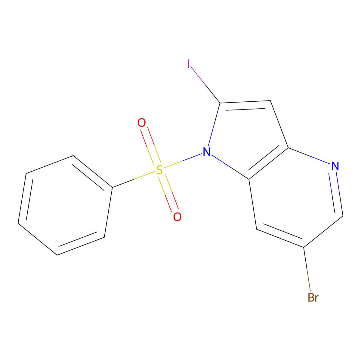 1-(Phenylsulfonyl)-6-bromo-2-iodo-4-azaindole molecular structure, CAS 1260386-12-6
