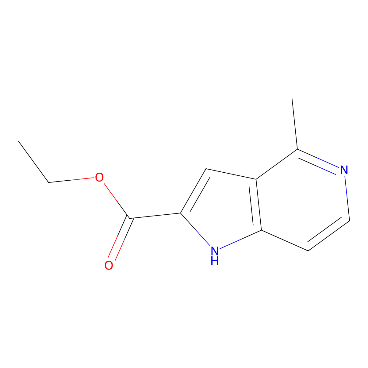 Ethyl 4-methyl-1H-pyrrolo[3,2-c]pyridine-2-carboxylate molecular structure, CAS 1260386-24-0