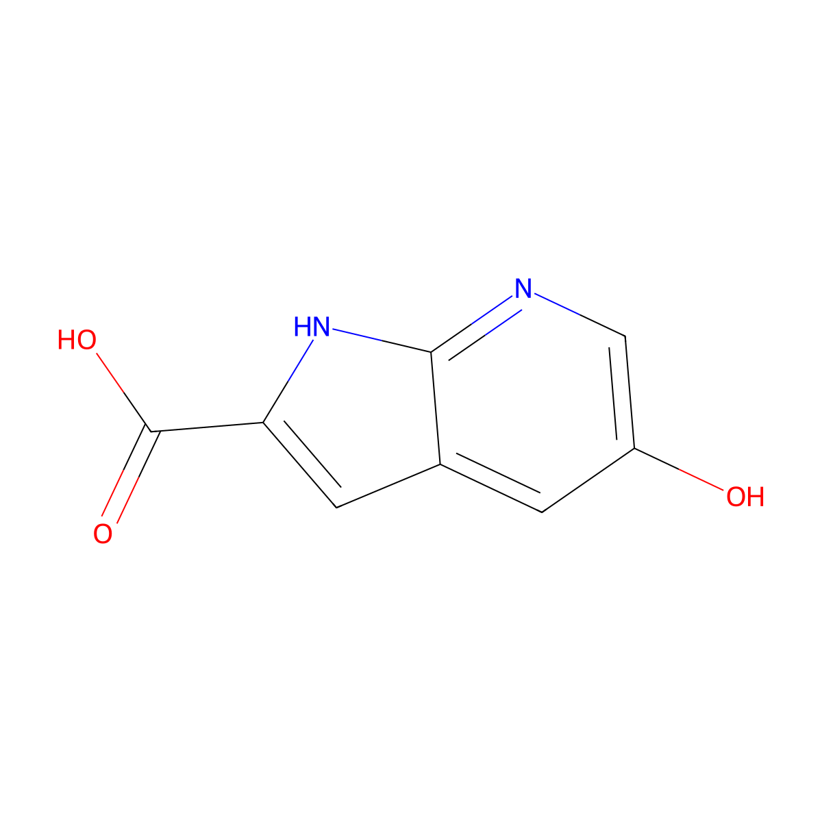 5-hydroxy-1H-pyrrolo[2,3-b]pyridine-2-carboxylicacid molecular structure, CAS 1260386-30-8