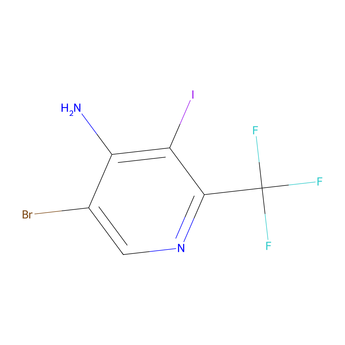 4-Amino-5-bromo-3-iodo-2-trifluoromethylpyridine molecular structure, CAS 1260386-31-9