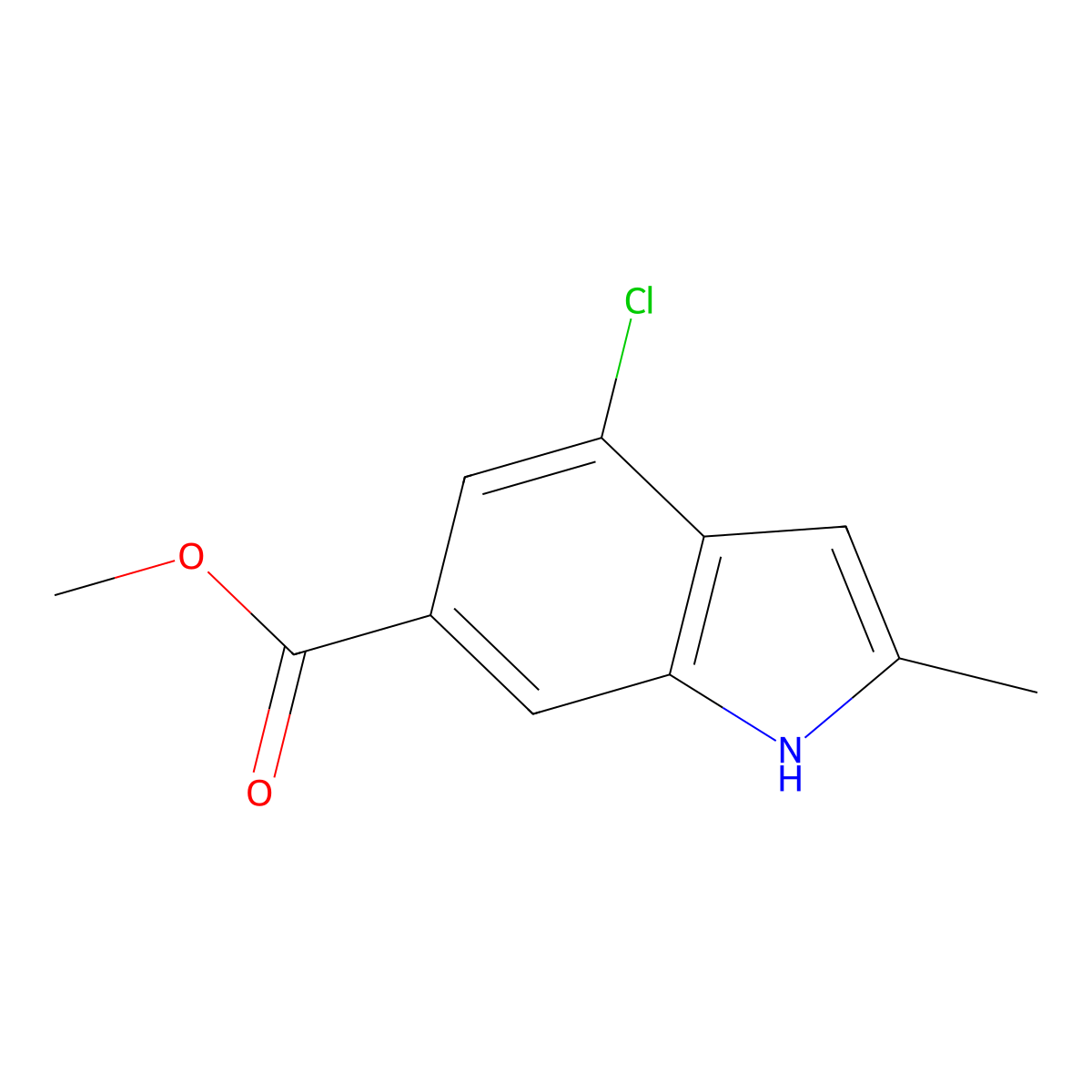 4-Chloro-2-methyl-1H-indole-6-carboxylic acid methyl ester molecular structure, CAS 1260386-48-8