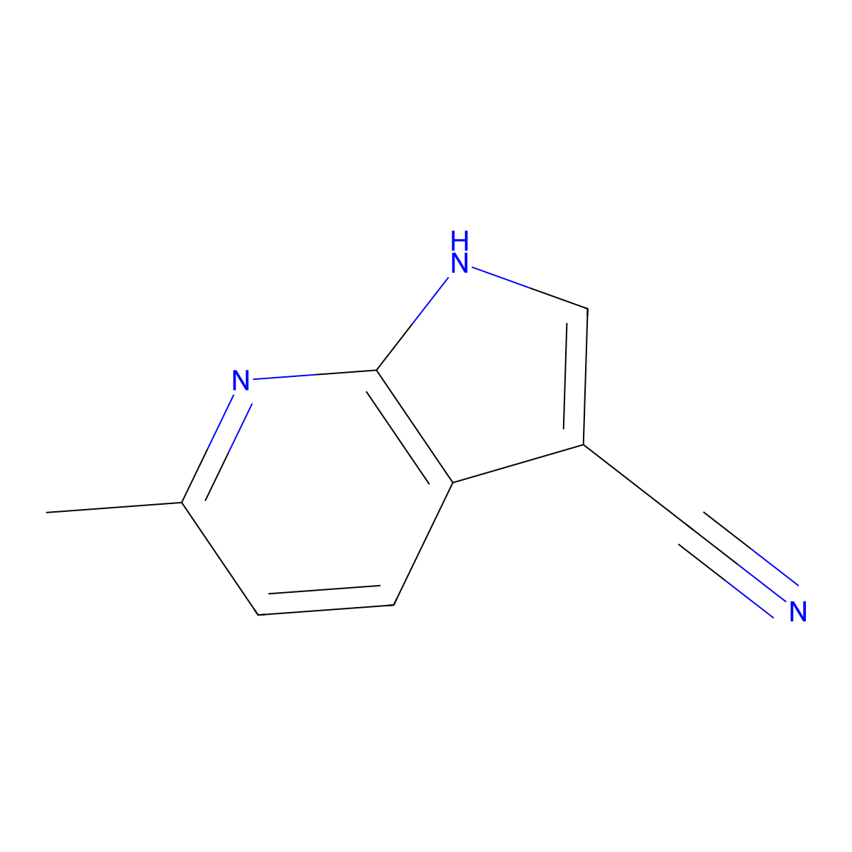 6-methyl-1H-pyrrolo[2,3-b]pyridine-3-carbonitrile molecular structure, CAS 1260386-49-9