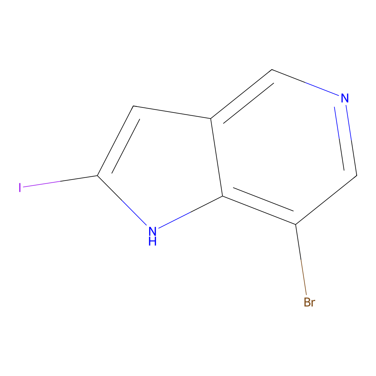 7-bromo-2-iodo-1H-pyrrolo[3,2-c]pyridine molecular structure, CAS 1260386-65-9