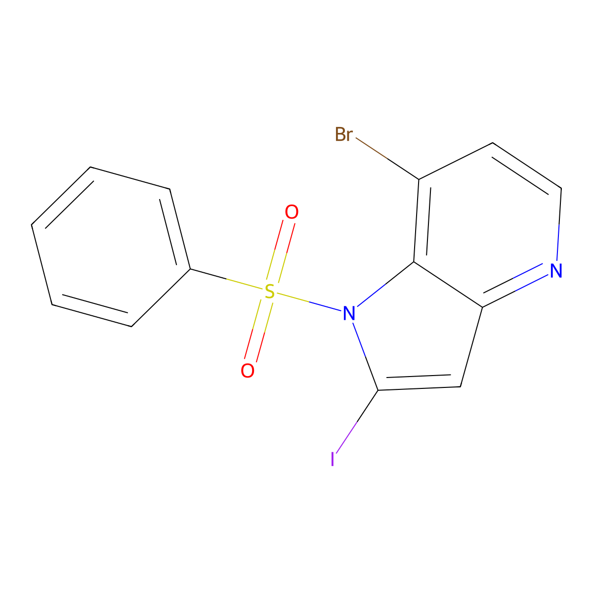 7-Bromo-2-iodo-1-(phensulfonyl)-4-azaindole molecular structure, CAS 1260386-81-9