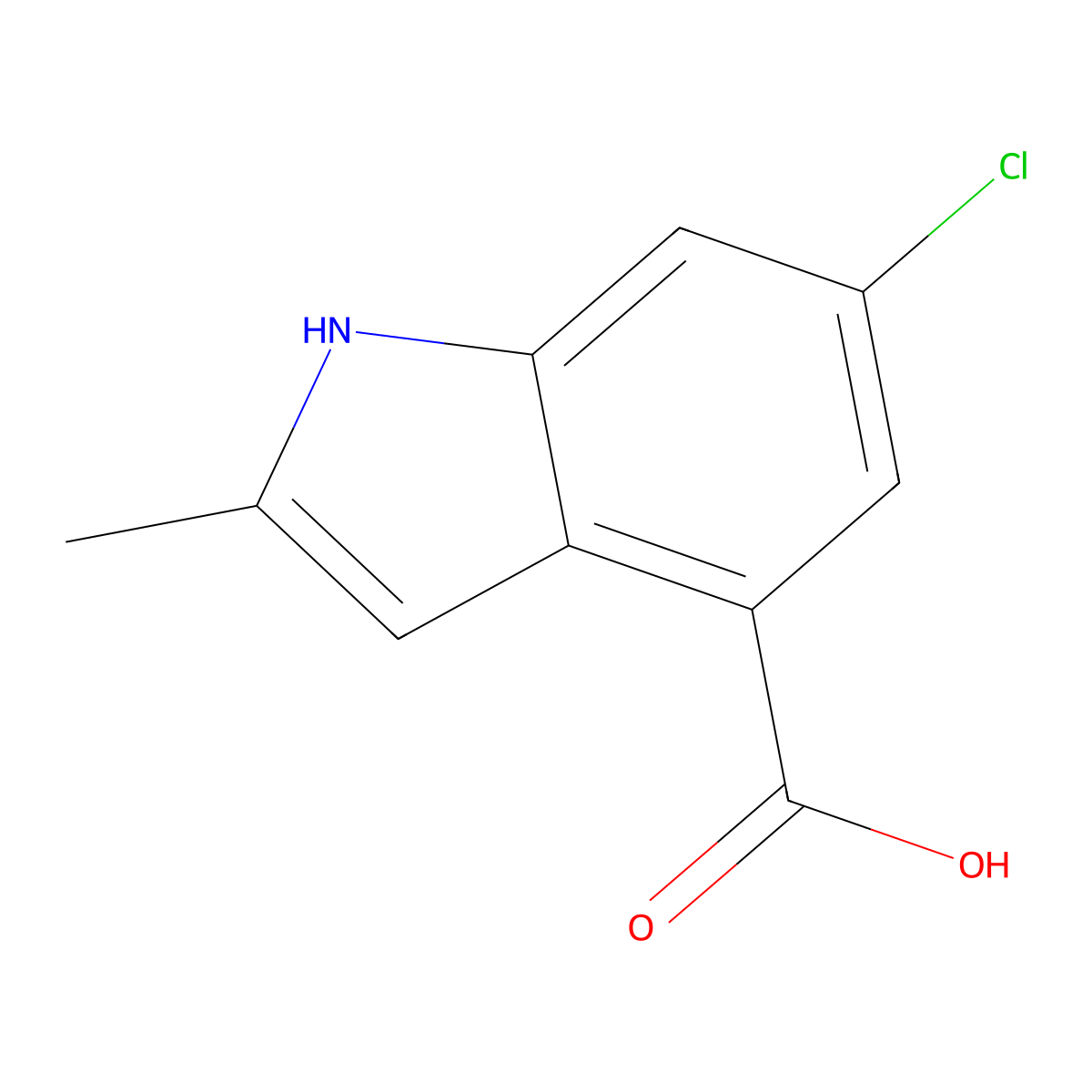 6-Chloro-2-methyl-1H-indole-4-carboxylic acid molecular structure, CAS 1260386-84-2