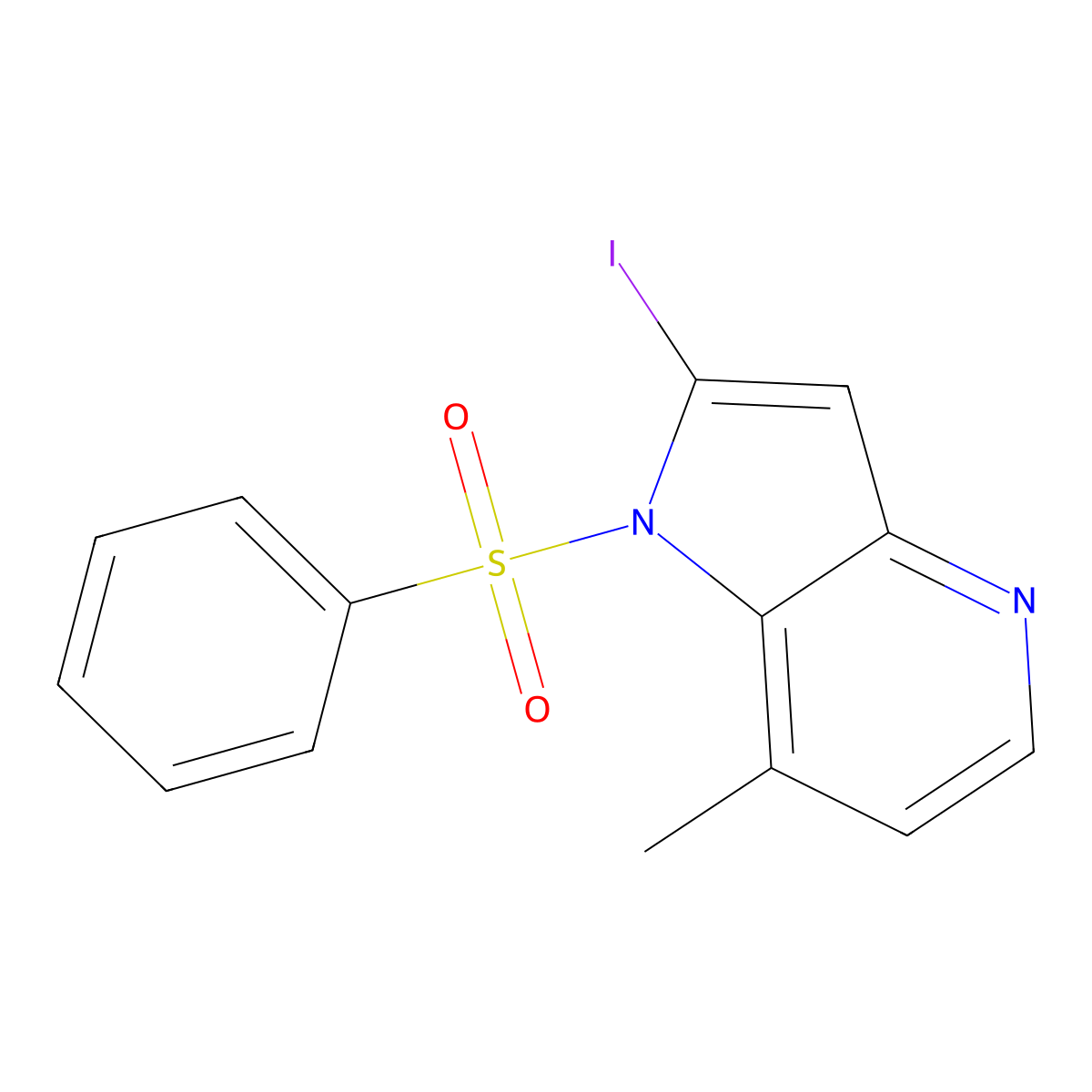 1-(Phenylsulfonyl)-2-iodo-7-methyl-4-azaindole molecular structure, CAS 1260386-89-7