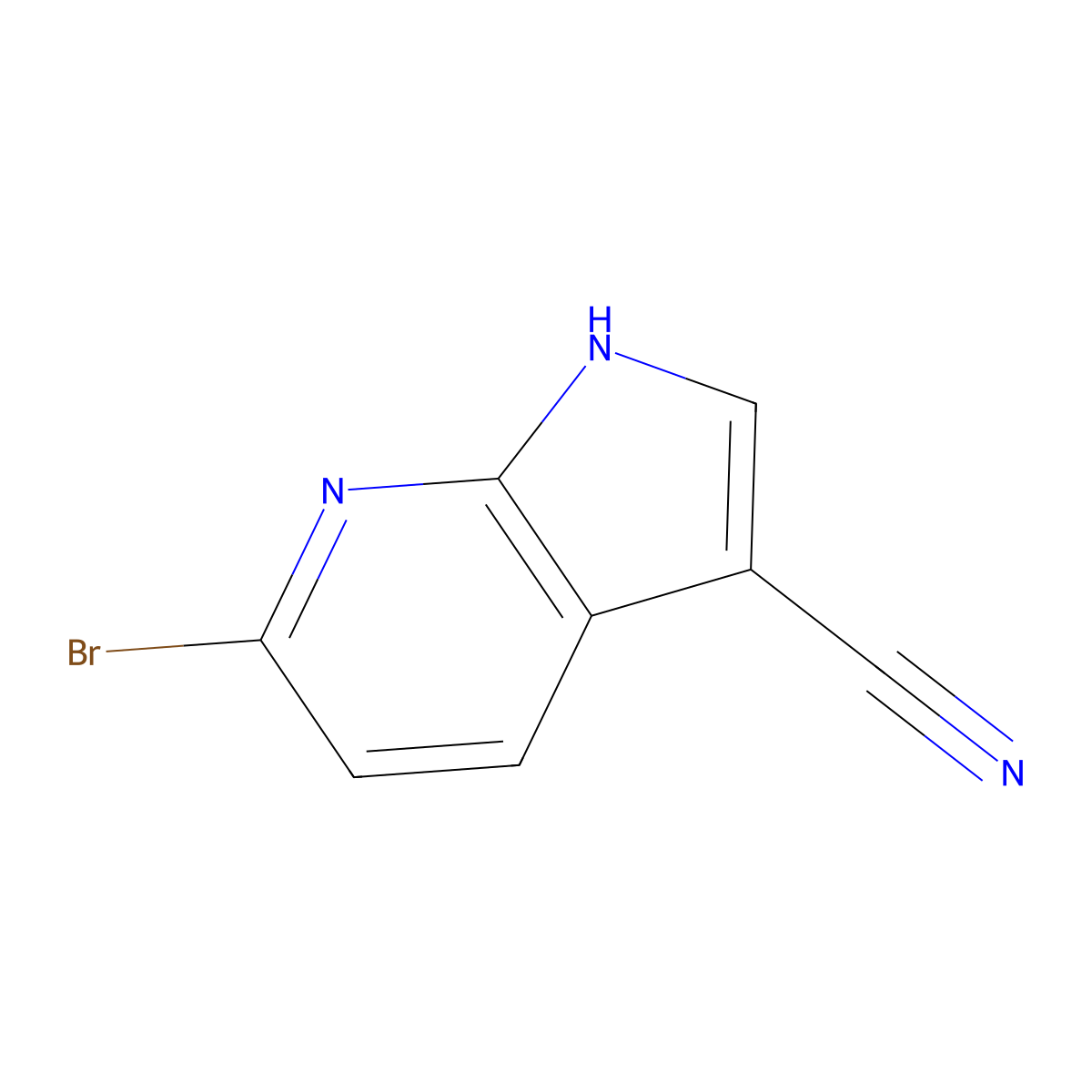 6-bromo-1H-pyrrolo(2,3-b)pyridine-3-carbonitrile molecular structure, CAS 1260387-10-7